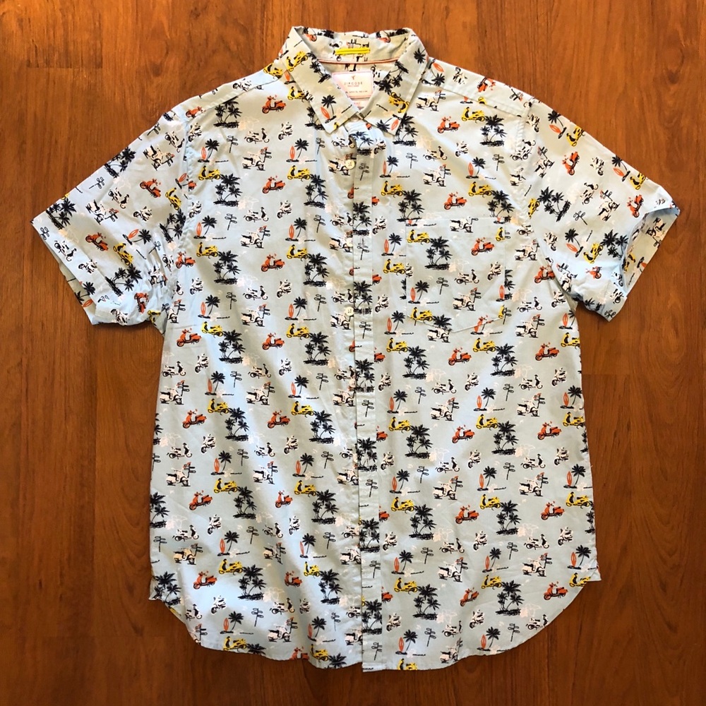 Men’s Zip Code Slim Fit Button Up Shirt